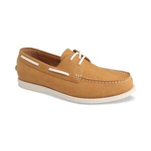 Club Room Mens Elliot Classic Round Toe Lace Up Boat Shoes Sand Size 8.5 NIB